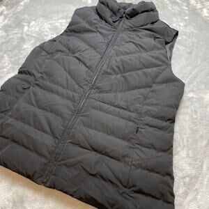 Talbots‎ Down Filled Quilted Puffer Vest Jacket Womens L Black Zip Pockets